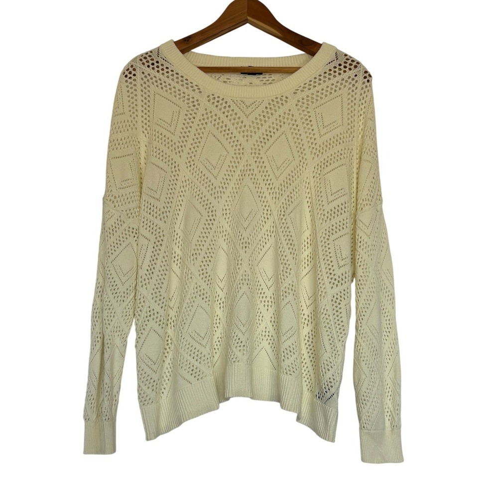 Torrid Women Cream Knit Crewneck Sweater 2x Plus Relaxed Bohemian Cottagecore
